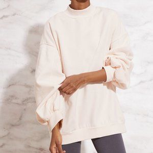 (NWT) H&M - oversized, light apricot pink, drop shoulder, turtleneck sweatshirt